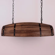 ceiling light, dining room light, farmhouse light, industrial pendant, kitchen island light, pendant lamp, rustic pendant light, wood chandelier, wood hanging light, wood lighting, wood pendant light, wood wine barrel